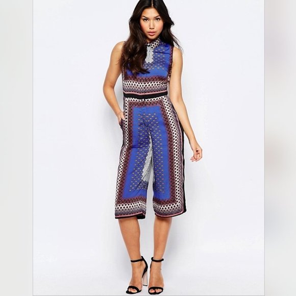 ASOS Culotte Jumpsuit In Scarf Print - Picture 4 of 7